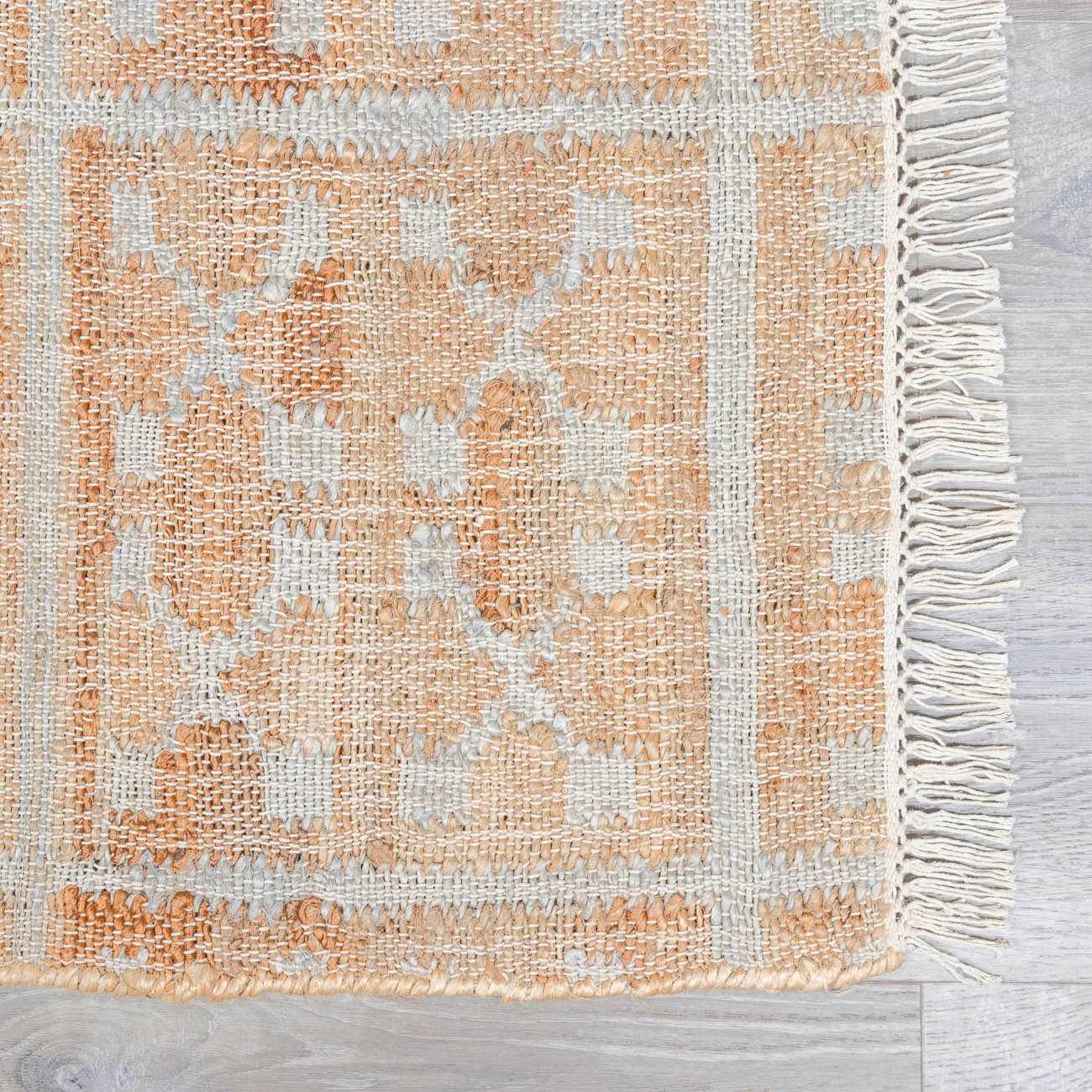 Rice Handcrafted Fringed Jute Carpet