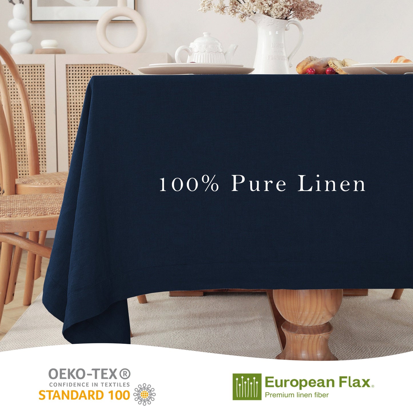Pure Linen Tablecloth Rectangle - 60 x 90 Inches