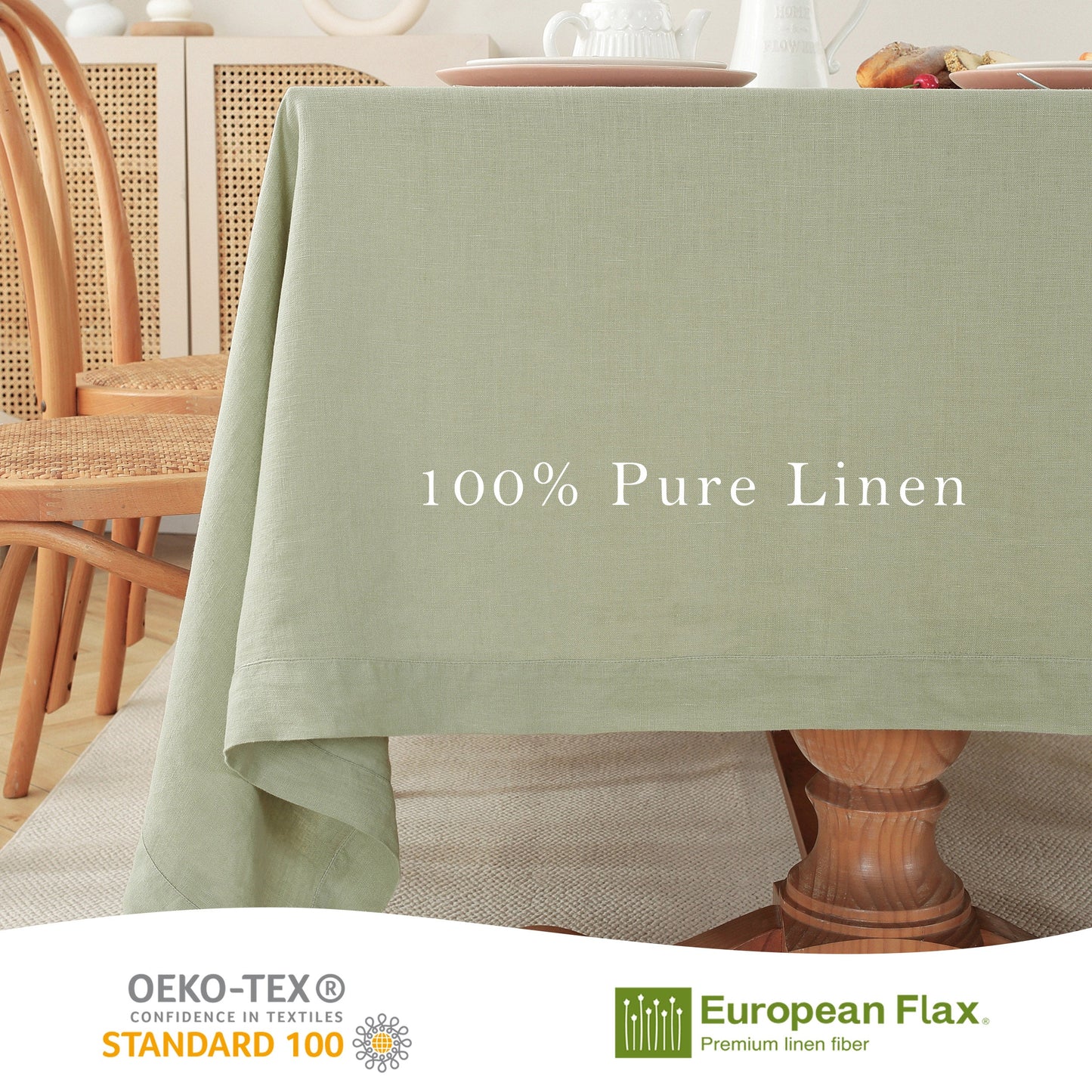 Pure Linen Tablecloth Rectangle - 90 x 132 Inches