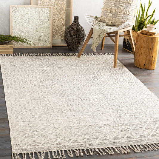 Valyermo Beige Hand Woven Cotton Rug