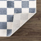 Brone Blue Checkered Washable Rug