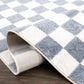 Brone Blue Checkered Washable Rug