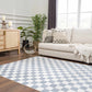 Brone Blue Checkered Washable Rug