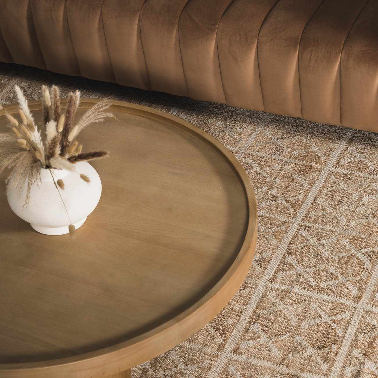 Rice Handcrafted Fringed Jute Carpet