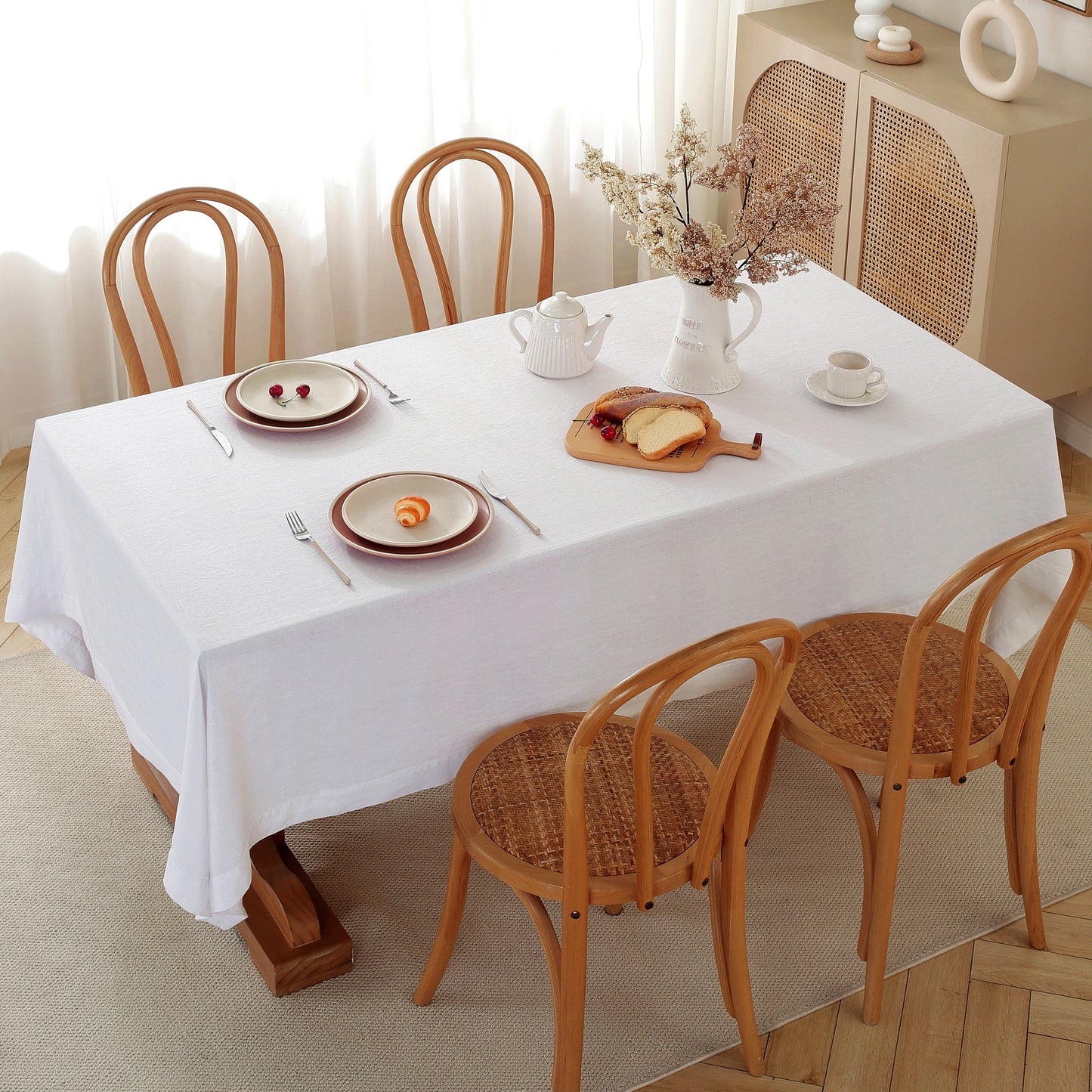 Pure Linen Tablecloth Rectangle - 90 x 132 Inches