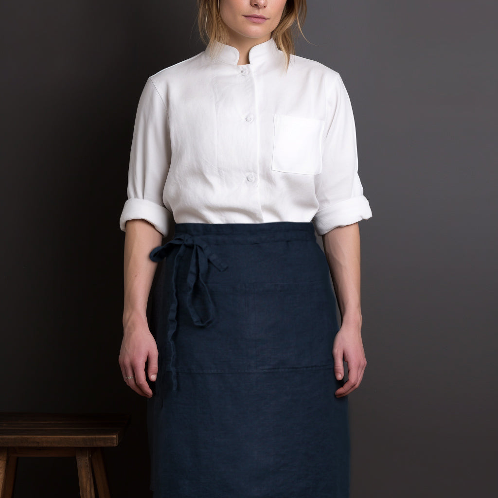 Premium French Linen Bistro Apron 25 x 35 Inch - Caramel