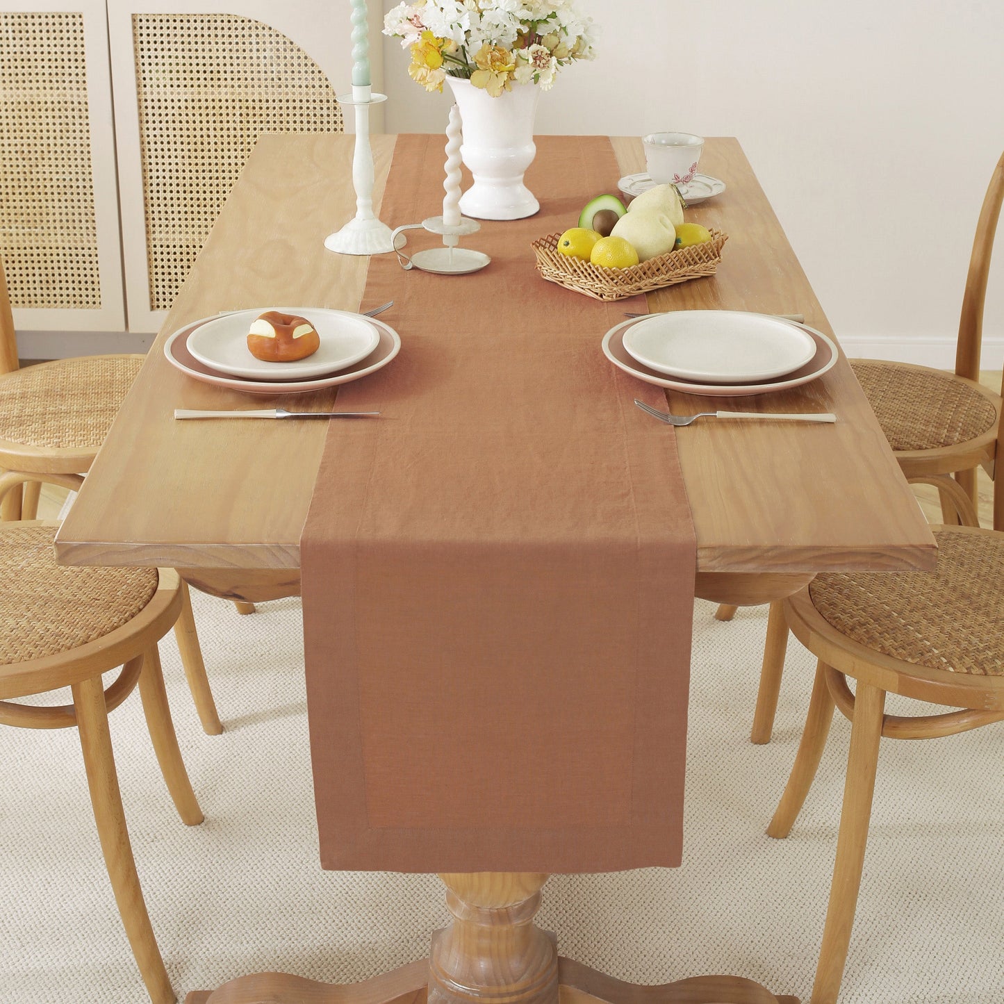 Premium French Linen Table Runner 100% Linen Runner - Beige