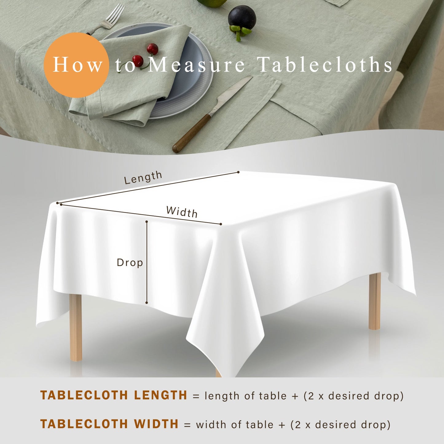 Pure Linen Tablecloth Rectangle - 60 x 90 Inches