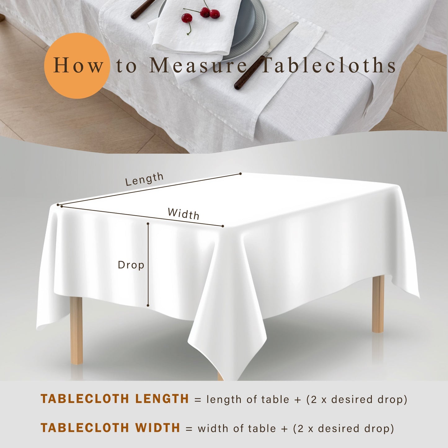 Pure Linen Tablecloth Rectangle - 60 x 120 Inches