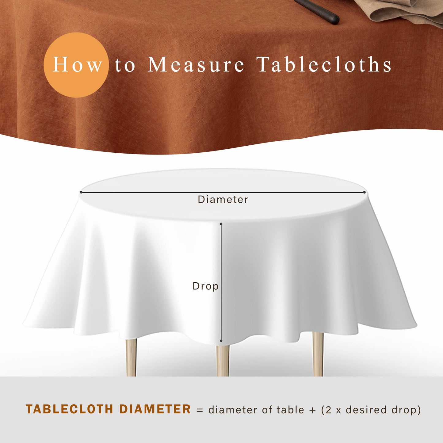 100% Linen Tablecloth Round - 65'' DIA