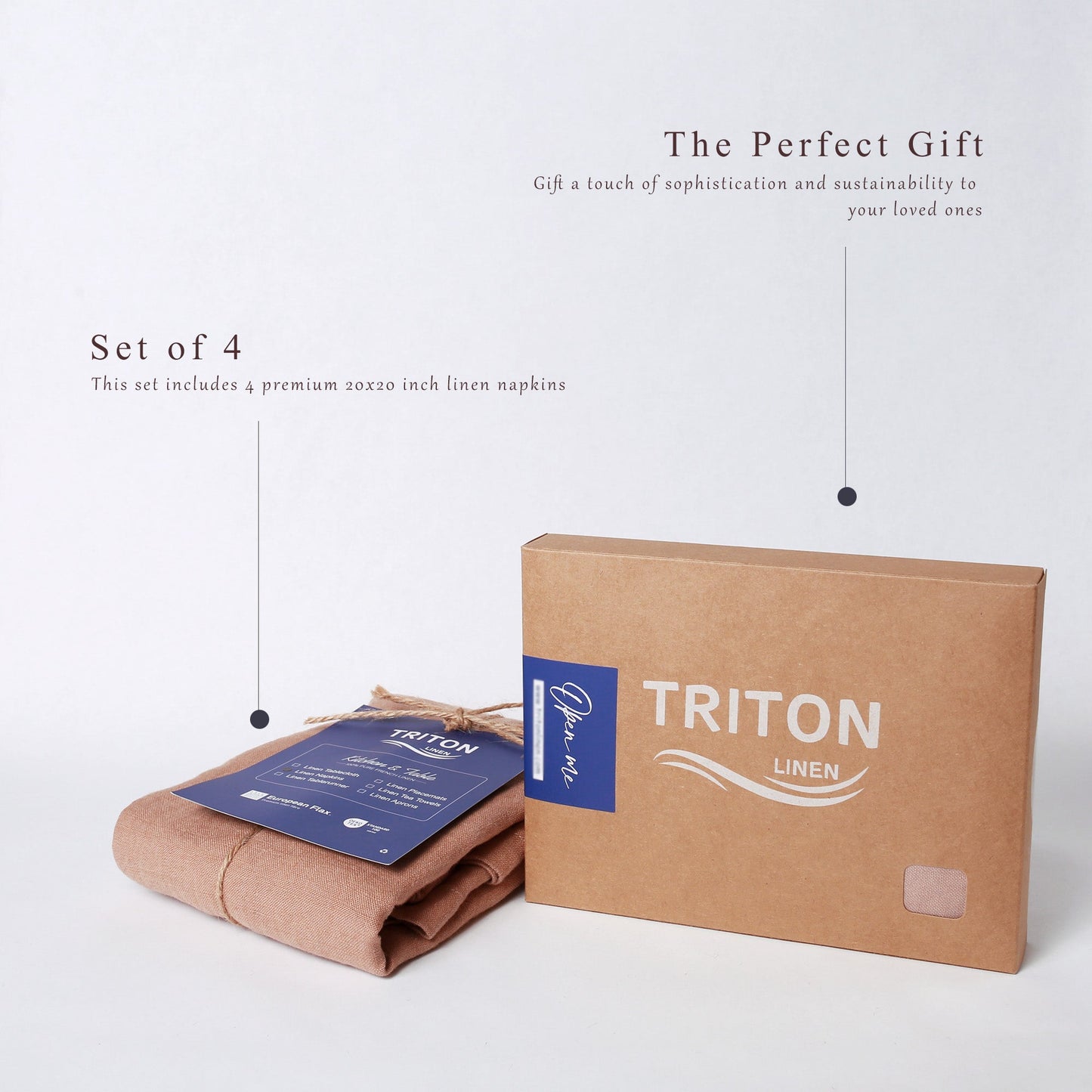 100% French Linen Napkins Set of 4 (20'' x 20'') - Beige