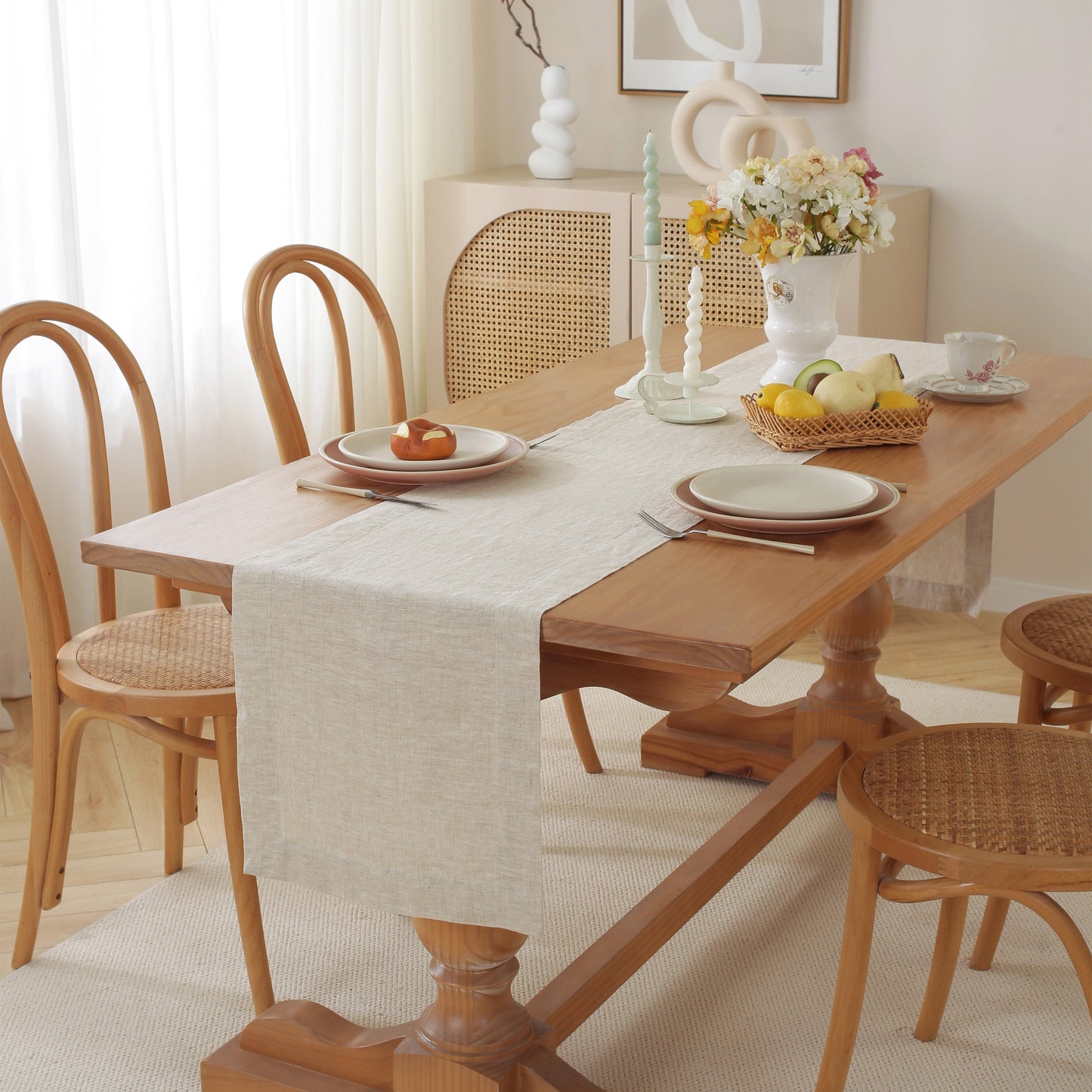 Premium French Linen Table Runner 100% Linen Runner - Natural Linen