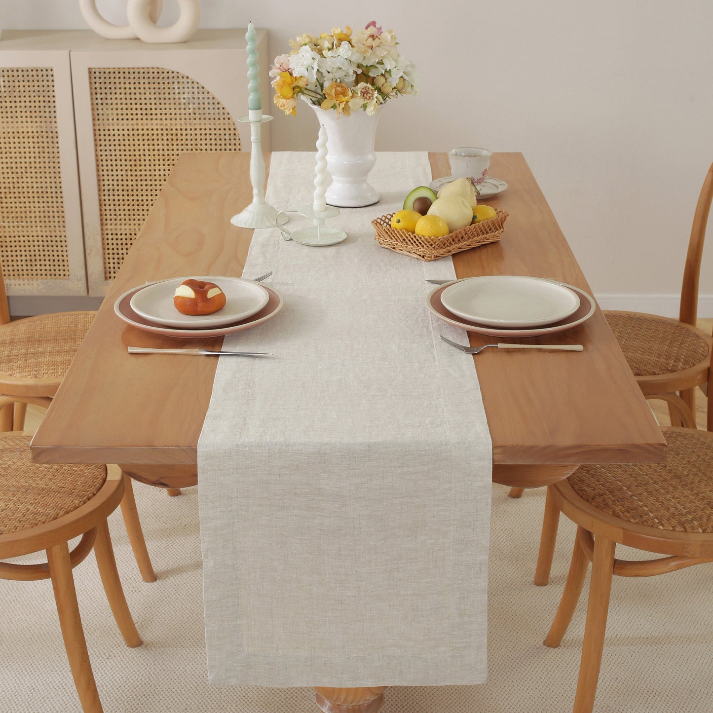 Premium French Linen Table Runner 100% Linen Runner - Natural Linen