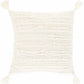 Odon Textured Ivory Tassel Square Pillow