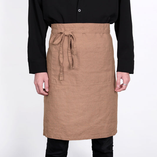 Premium French Linen Bistro Apron 25 x 35 Inch - Beige