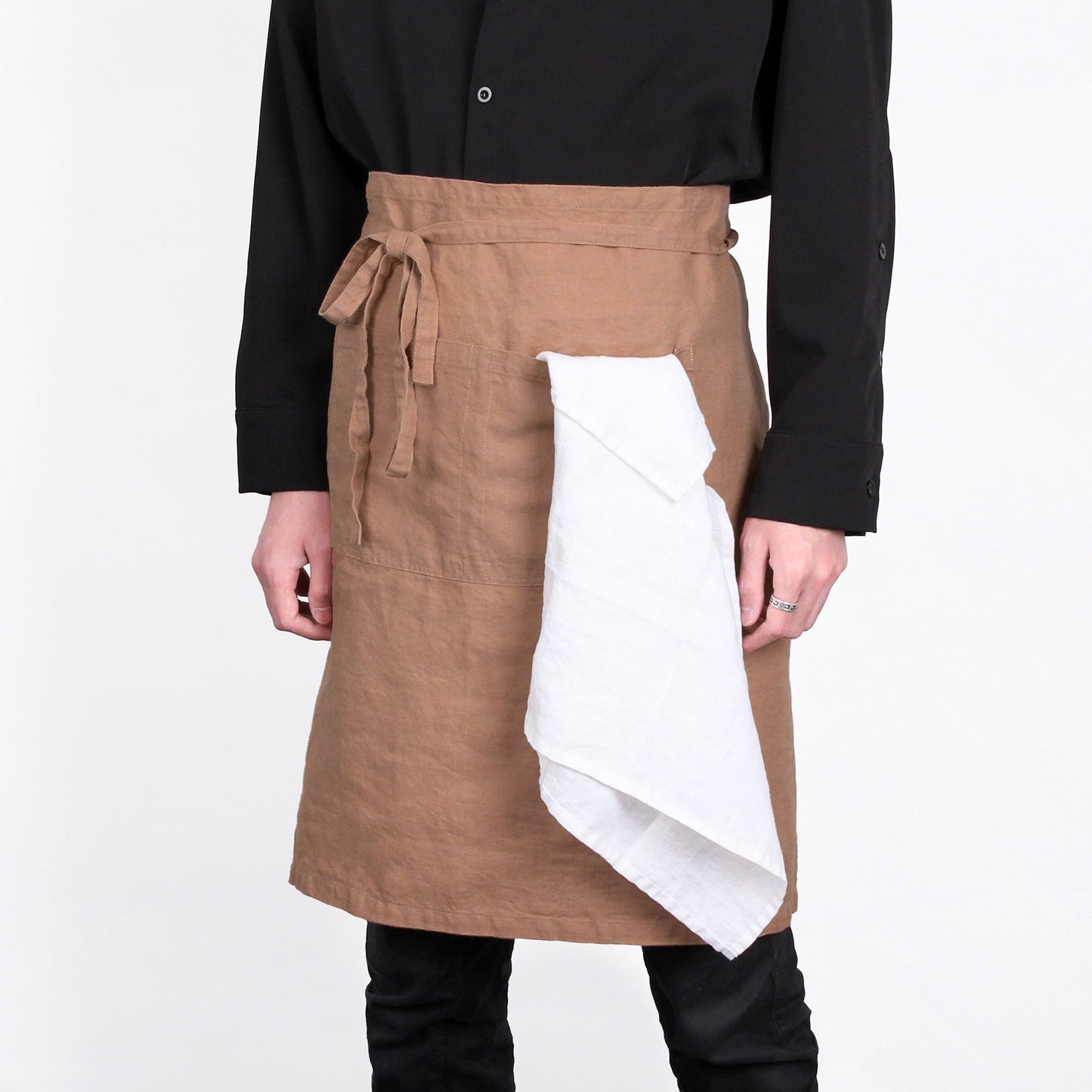 Premium French Linen Bistro Apron 25 x 35 Inch - Beige