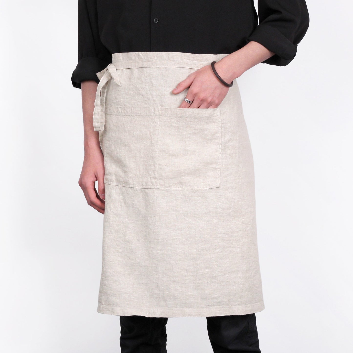 Premium French Linen Bistro Apron 25 x 35 Inch - Natural Linen