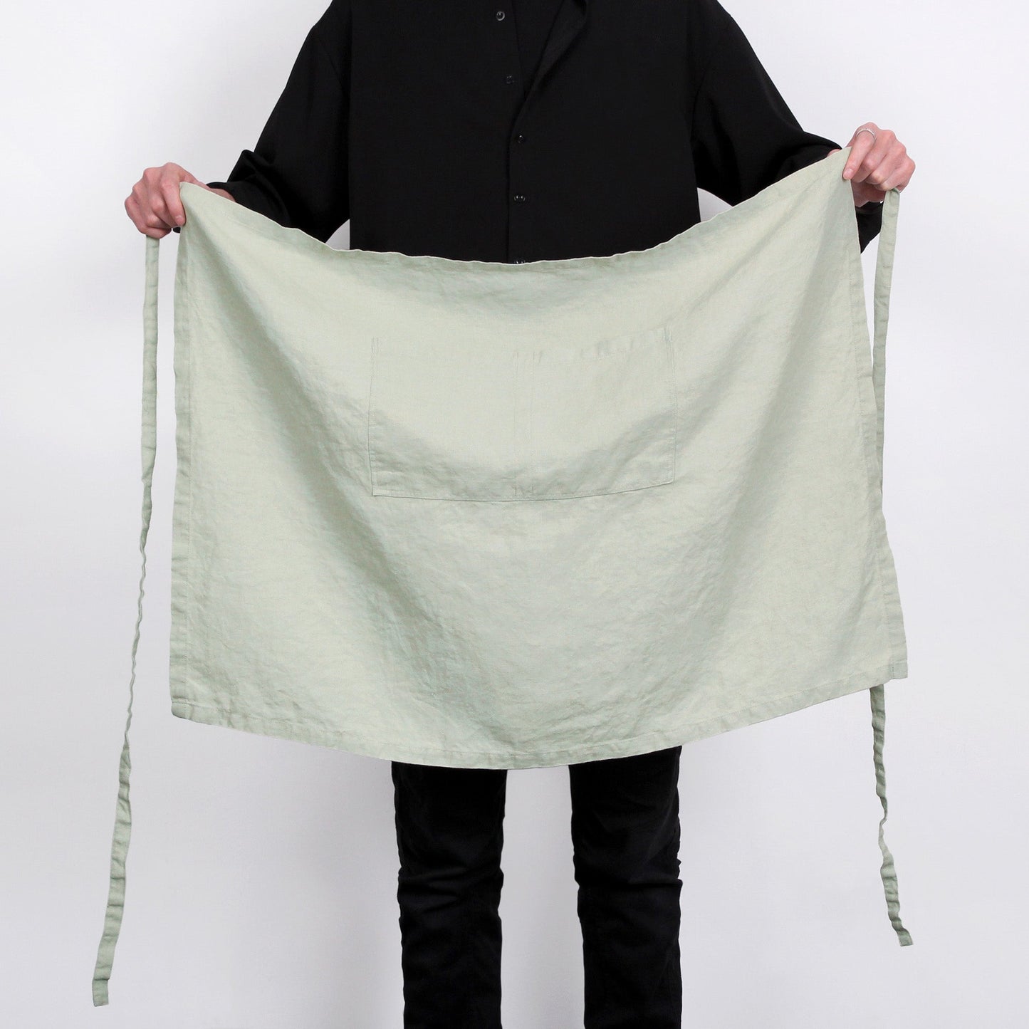 Premium French Linen Bistro Apron 25 x 35 Inch - Sage