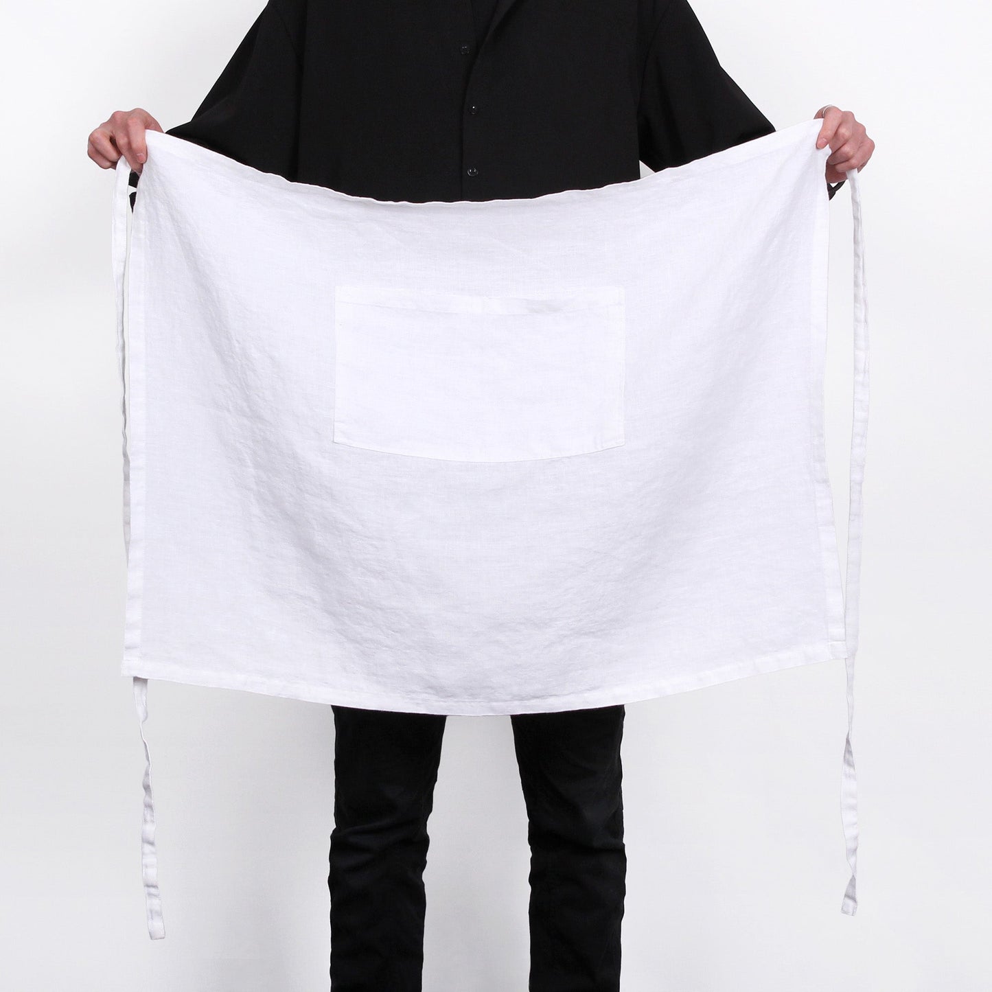 Premium French Linen Bistro Apron 25 x 35 Inch - White