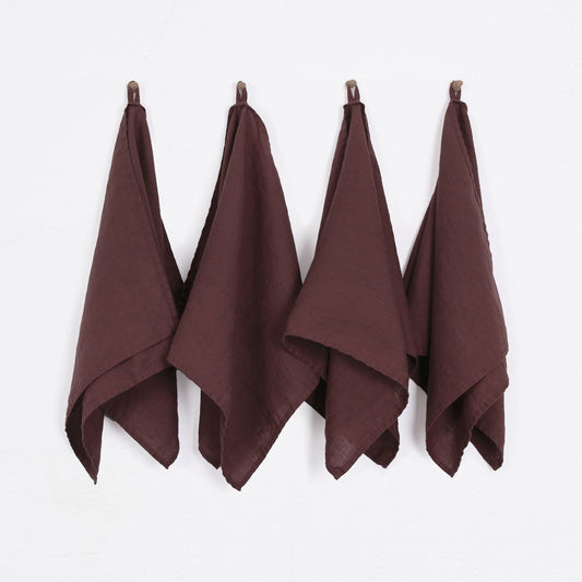 French Linen Tea Towels 14 x 28 Inch (Set of 4) - Coffee