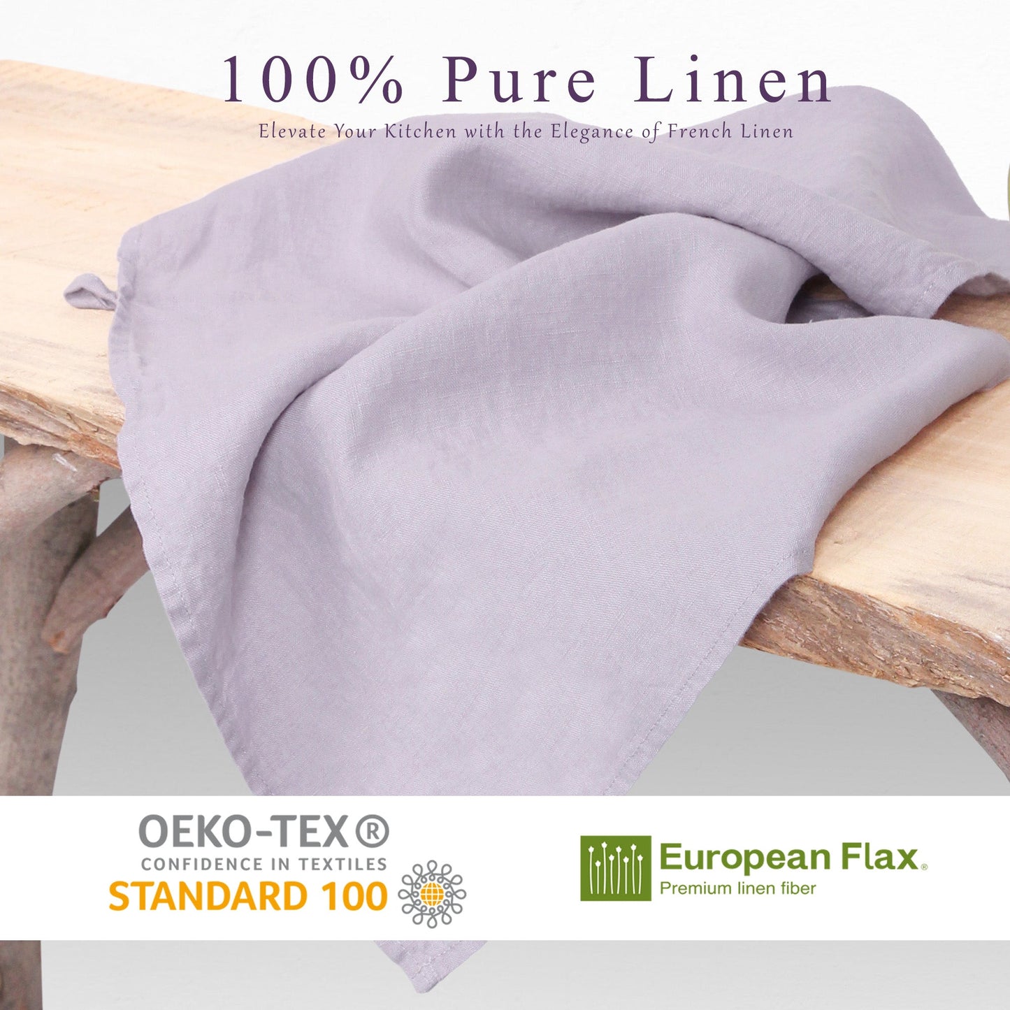 French Linen Tea Towels 14 x 28 Inch (Set of 4) - Purple