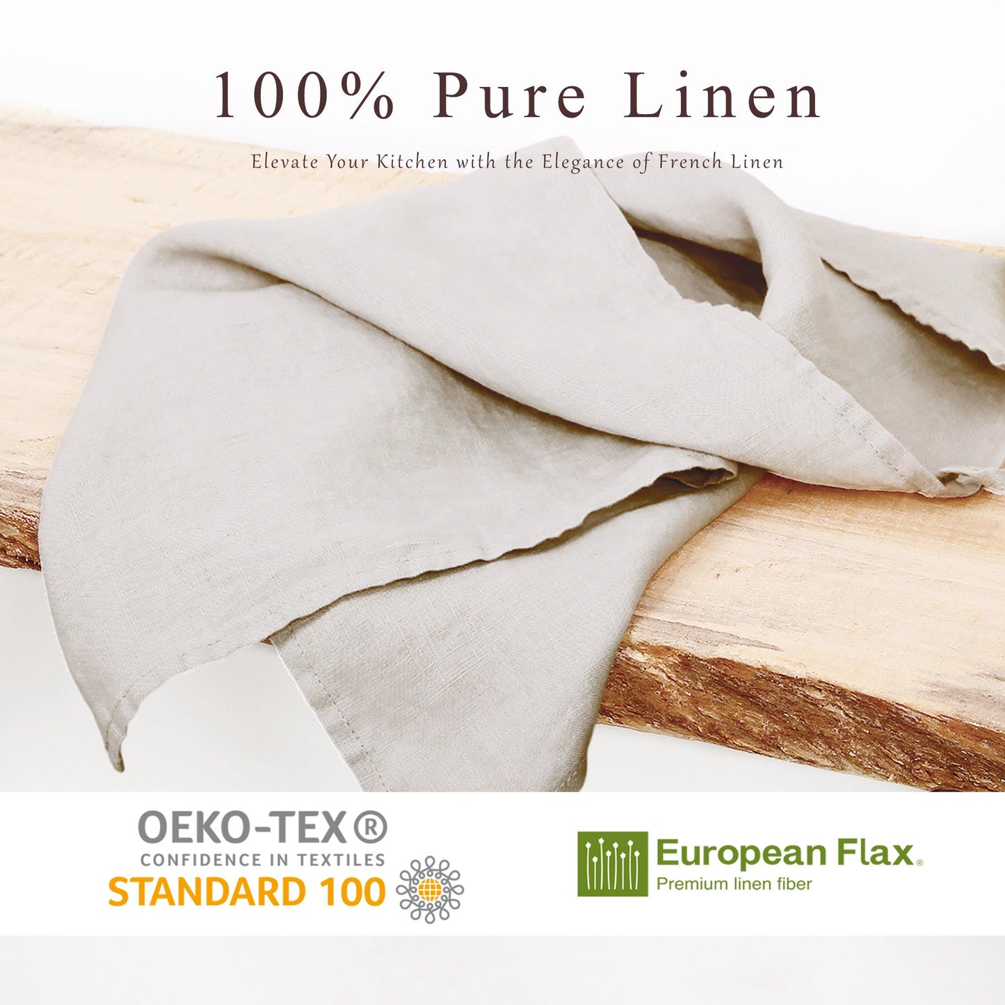 French Linen Tea Towels 14 x 28 Inch (Set of 4) - Natural Linen