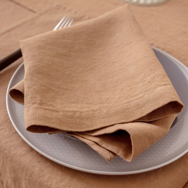 100% French Linen Napkins Set of 4 (20'' x 20'') - Beige