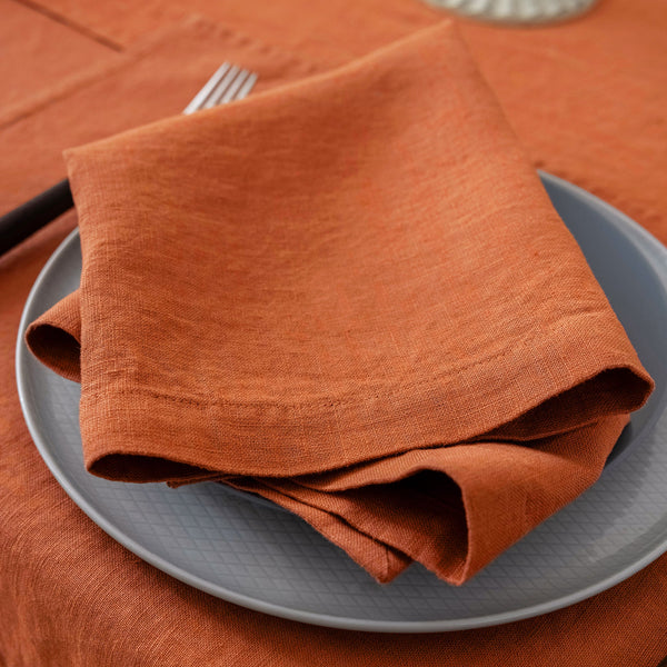 100% French Linen Napkins Set of 4 (20'' x 20'') - Caramel