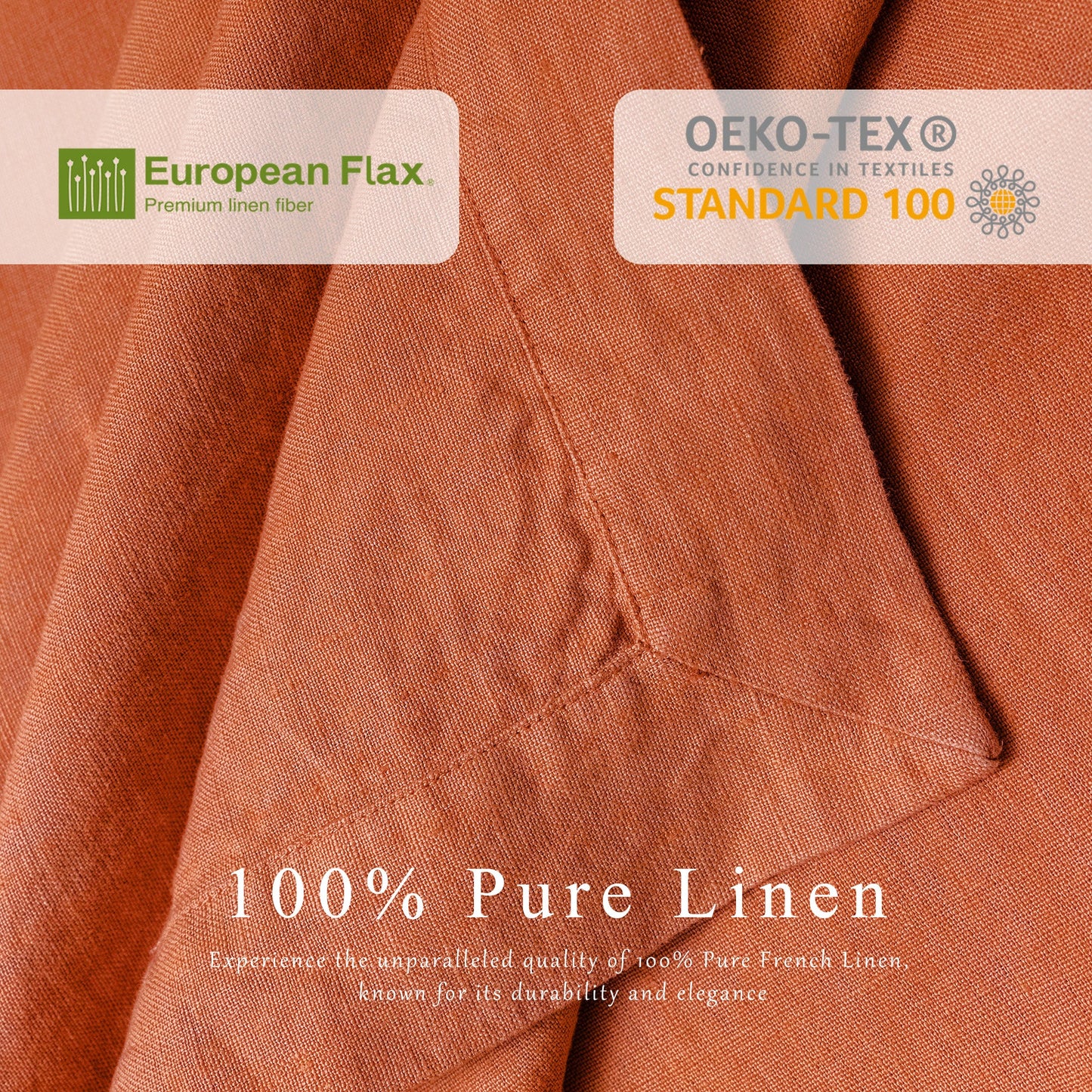 100% French Linen Napkins Set of 4 (20'' x 20'') - Caramel