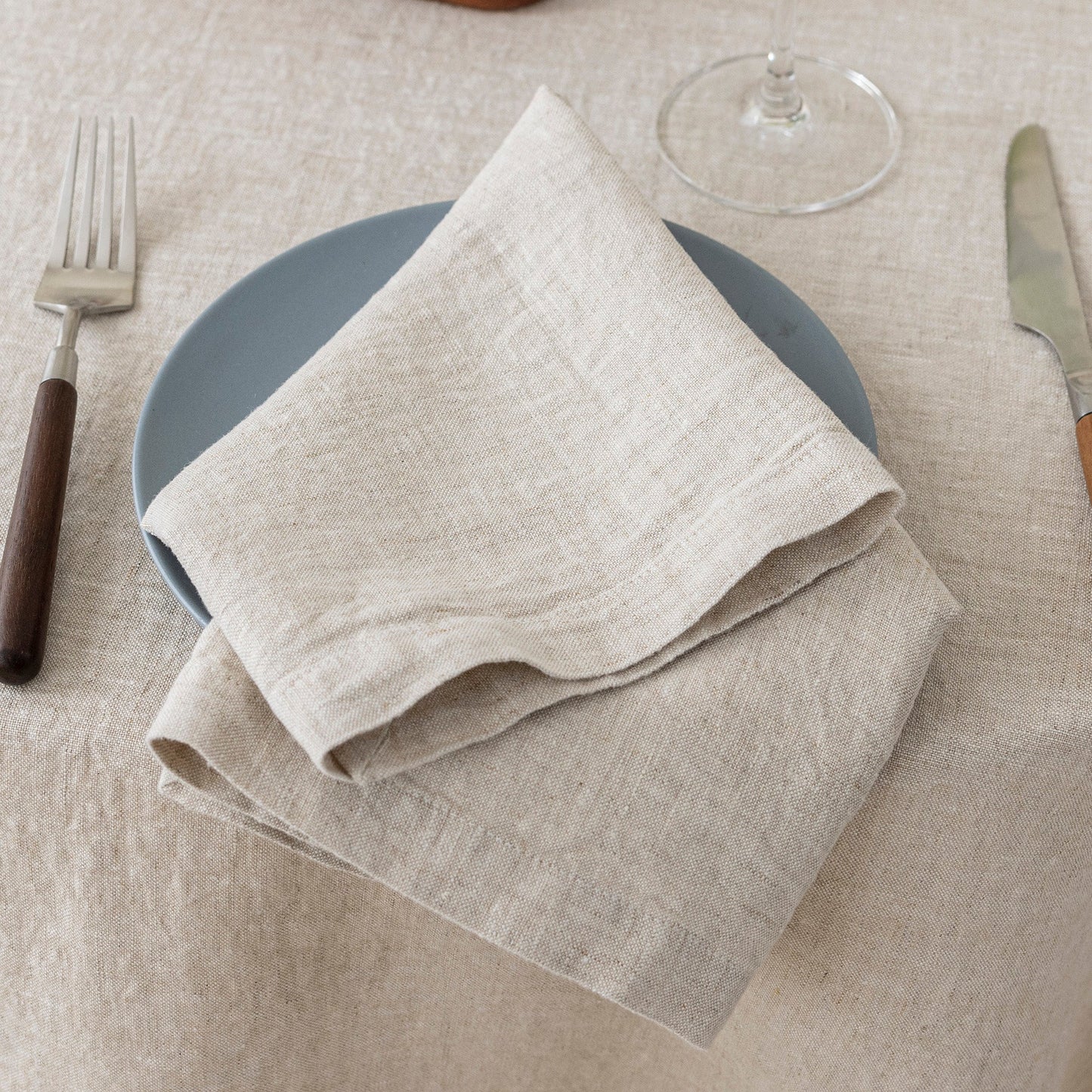 100% French Linen Napkins Set of 4 (20'' x 20'') - Natural Linen