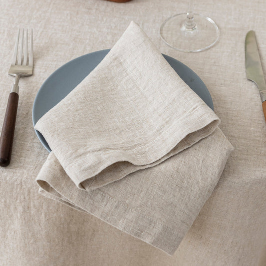 100% French Linen Napkins Set of 4 (20'' x 20'') - Natural Linen