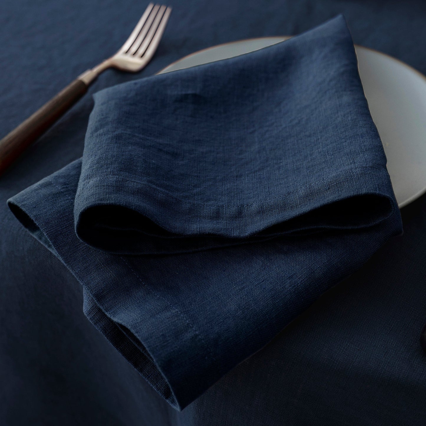 100% French Linen Napkins Set of 4 (20'' x 20'') - Navy