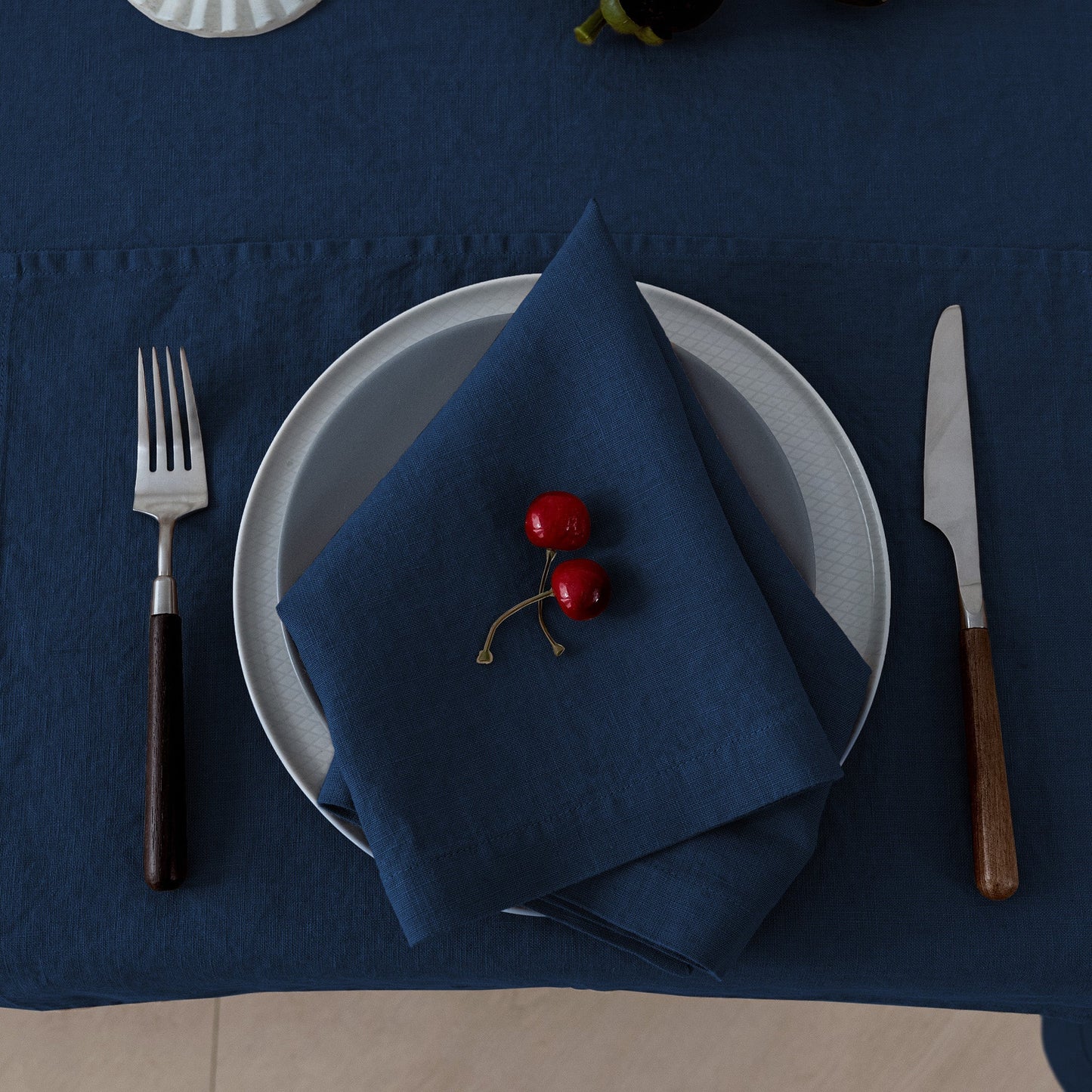 100% French Linen Napkins Set of 4 (20'' x 20'') - Navy