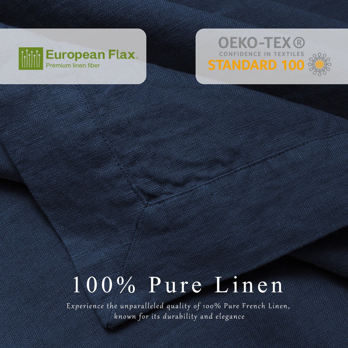 100% French Linen Napkins Set of 4 (20'' x 20'') - Navy