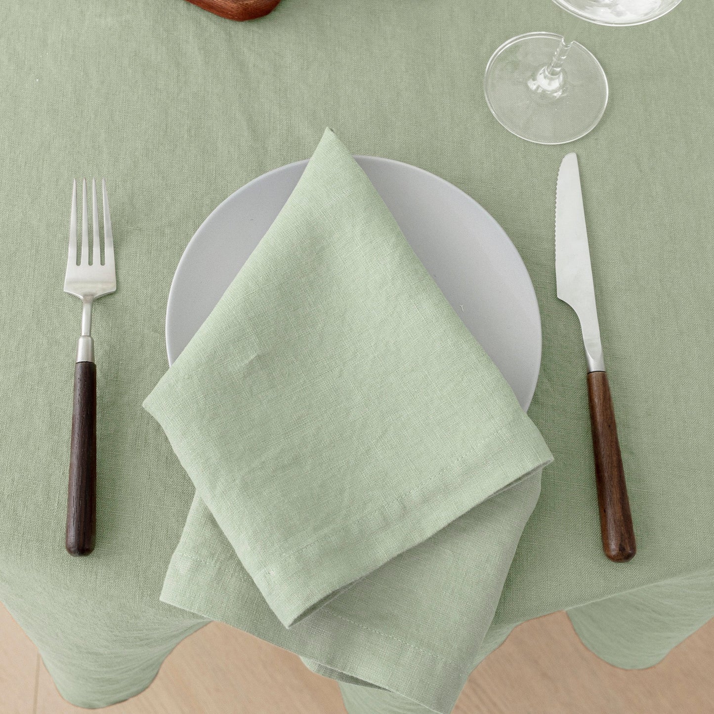 100% French Linen Napkins Set of 4 (20'' x 20'') - Sage
