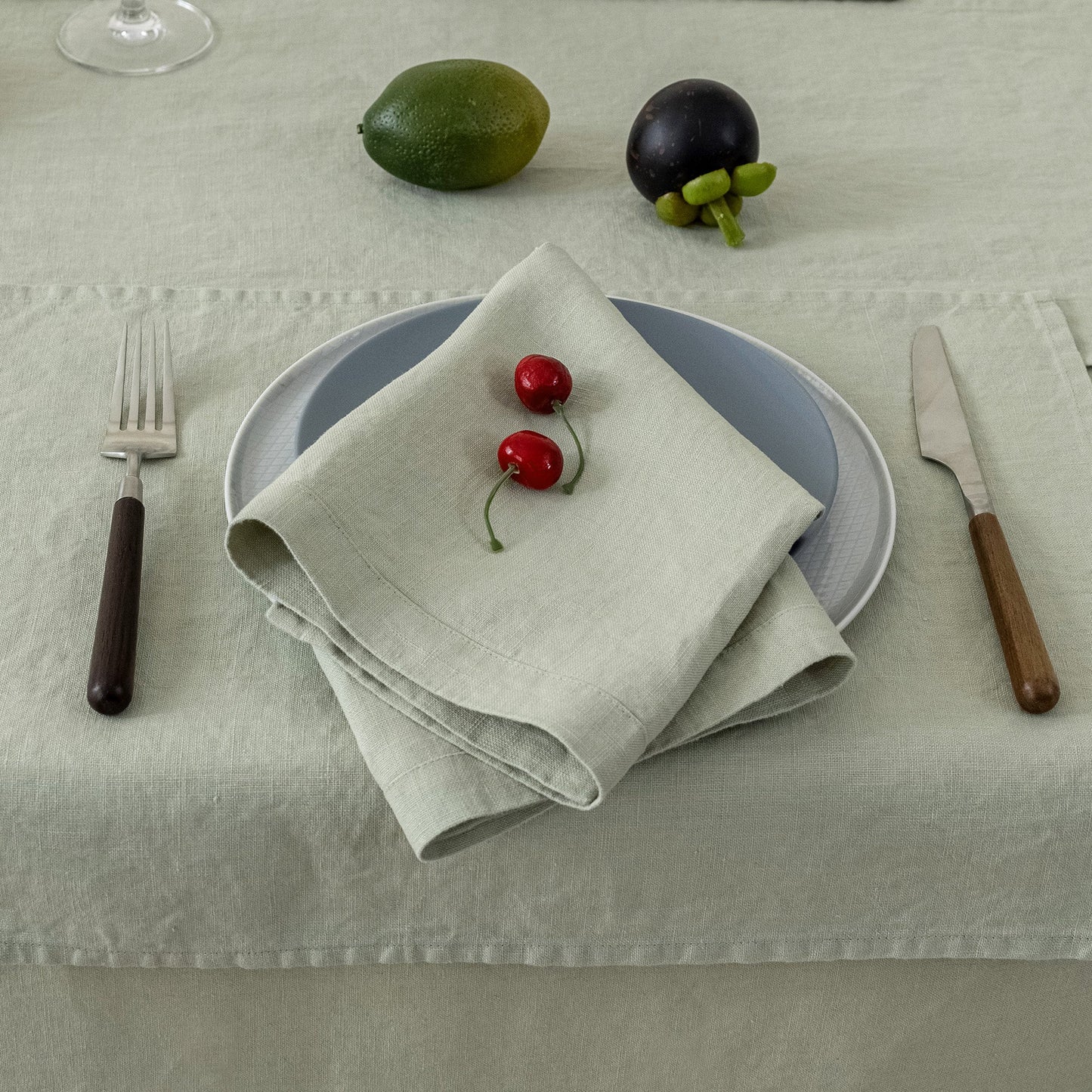 100% French Linen Napkins Set of 4 (20'' x 20'') - Sage