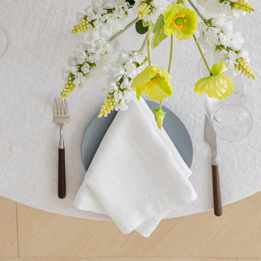 100% French Linen Napkins Set of 4 (20'' x 20'') - White