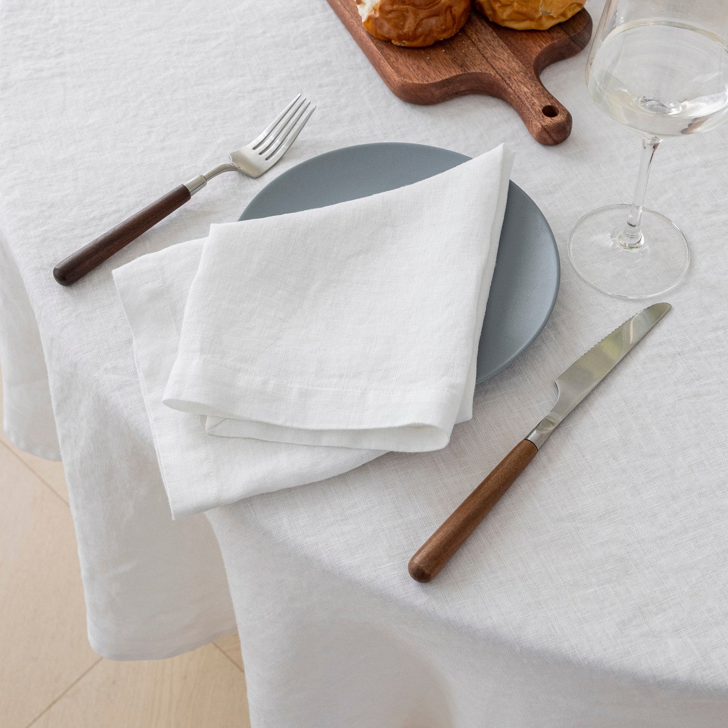 100% French Linen Napkins Set of 4 (20'' x 20'') - White