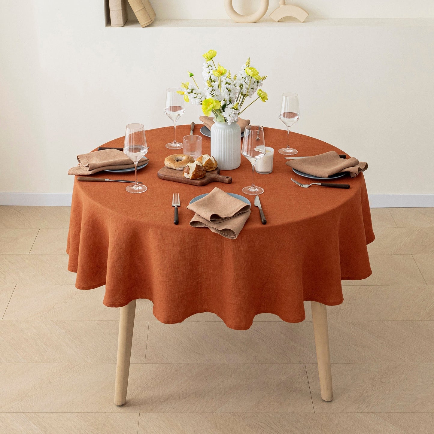 100% Linen Tablecloth Round - 65'' DIA