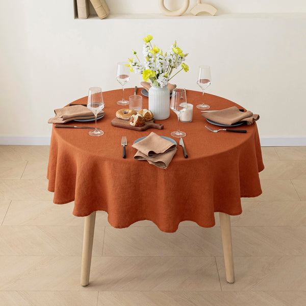 100% Linen Tablecloth Round - 65'' DIA