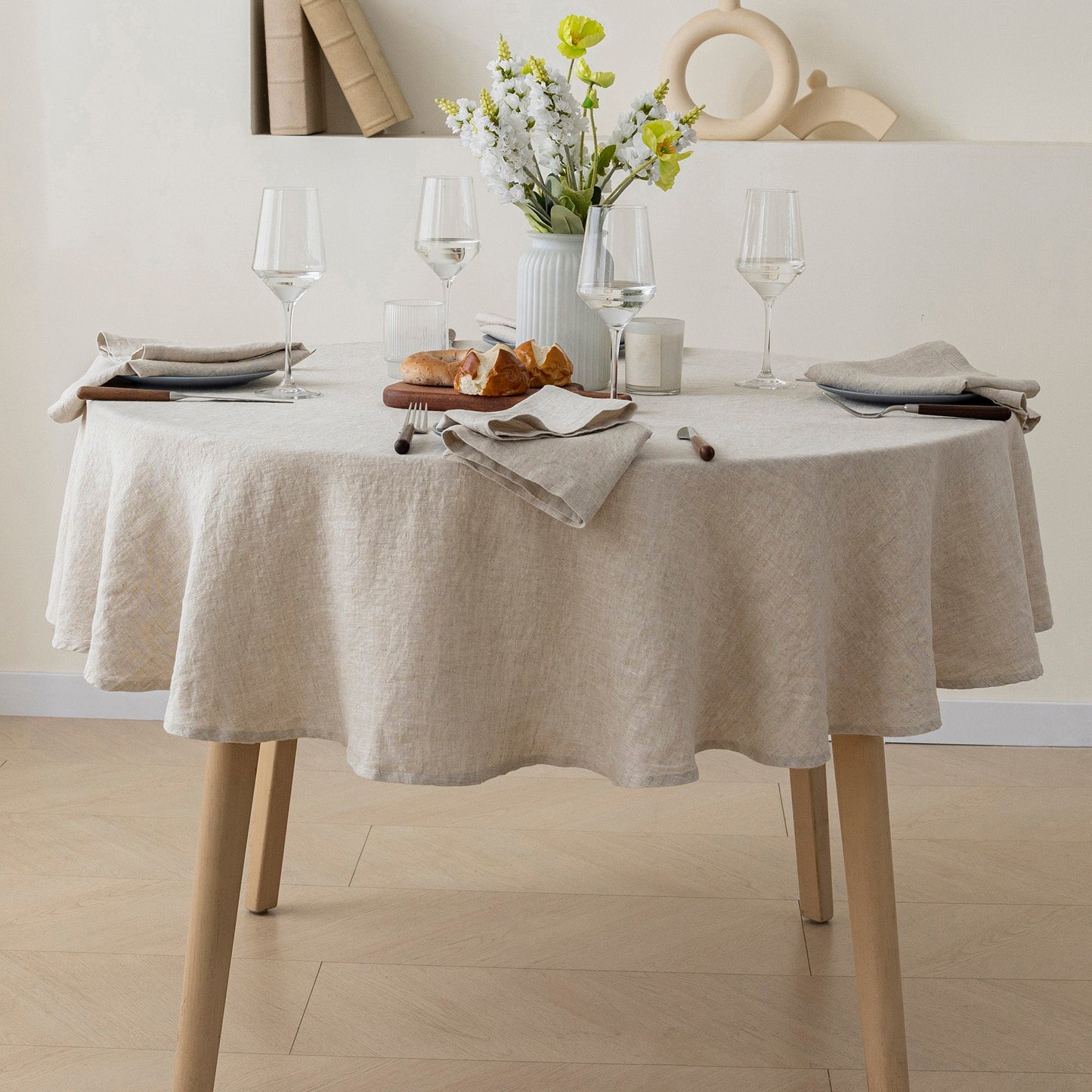 100% Linen Tablecloth Round - 65'' DIA