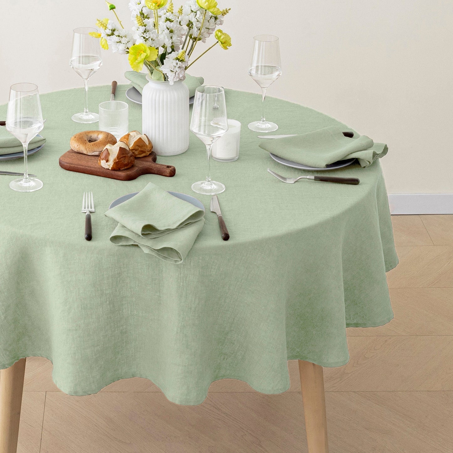 100% Linen Tablecloth Round - 65'' DIA