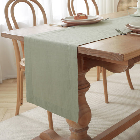 Premium French Linen Table Runner 100% Linen Runner - Sage