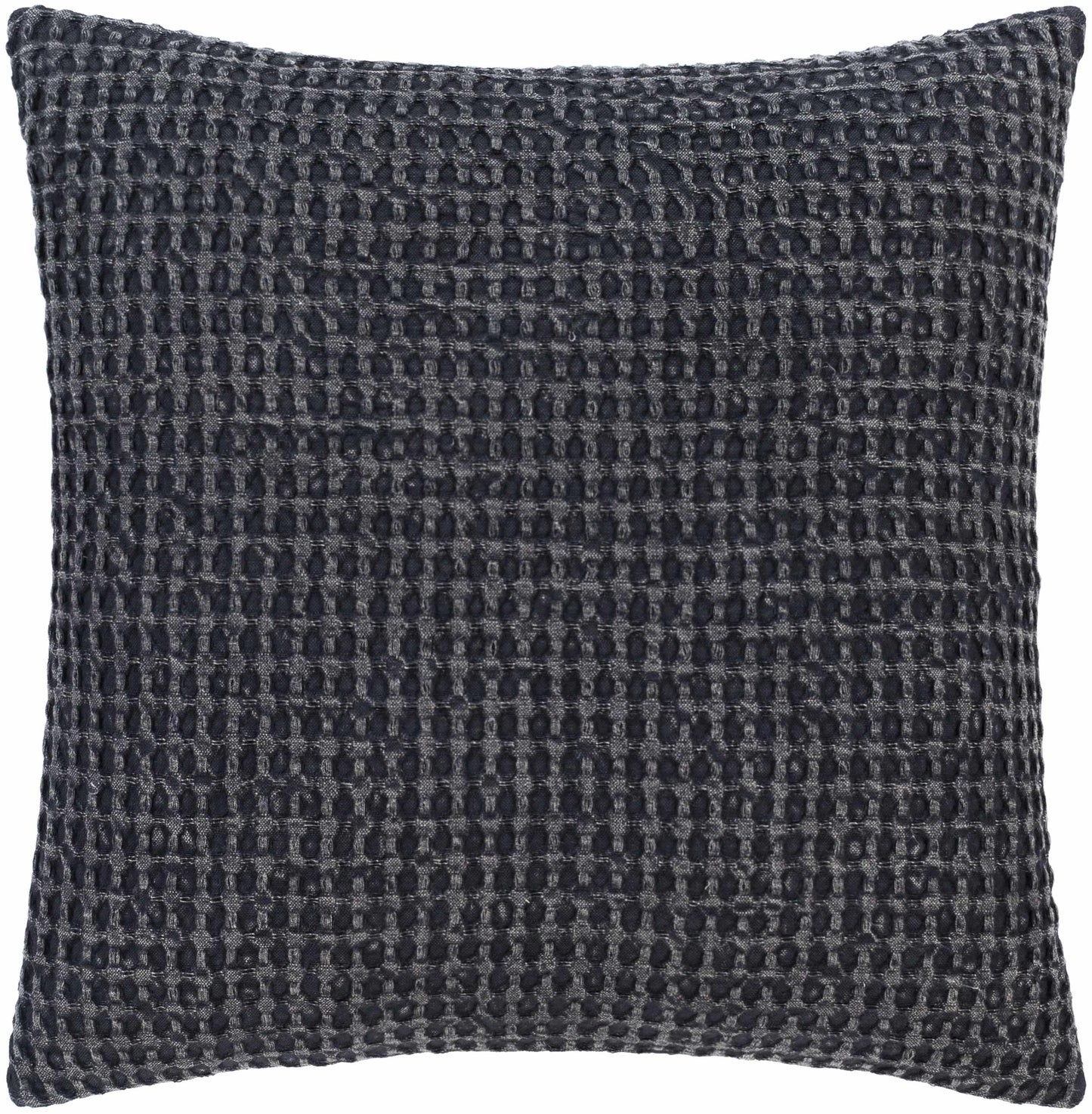 Skipperville Textured Black Woven Square Throw Pillow