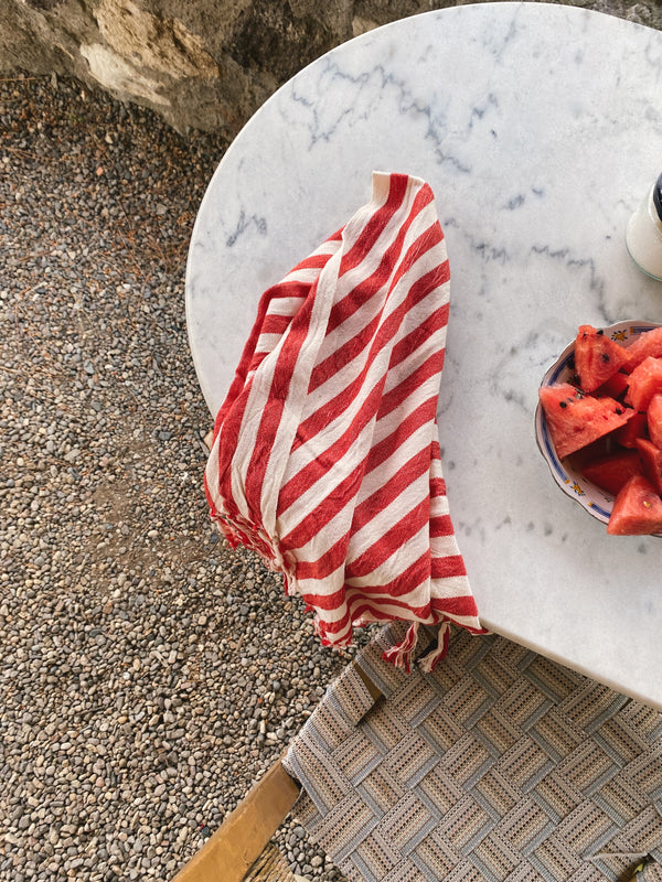 Girit Red Cotton Linen Towel